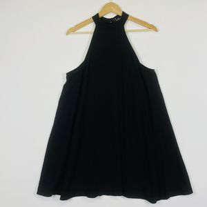Lulus Black Sleeveless‎ Halter Trapeze A-Line Pockets Chiffon Dress Womens Small